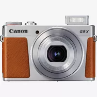 Canon PowerShot G9 X Mark II – Silver Product Front view with flash open